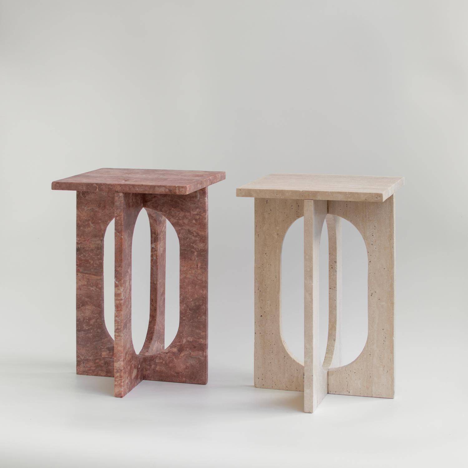 Table d'appoint Bond en travertin rouge