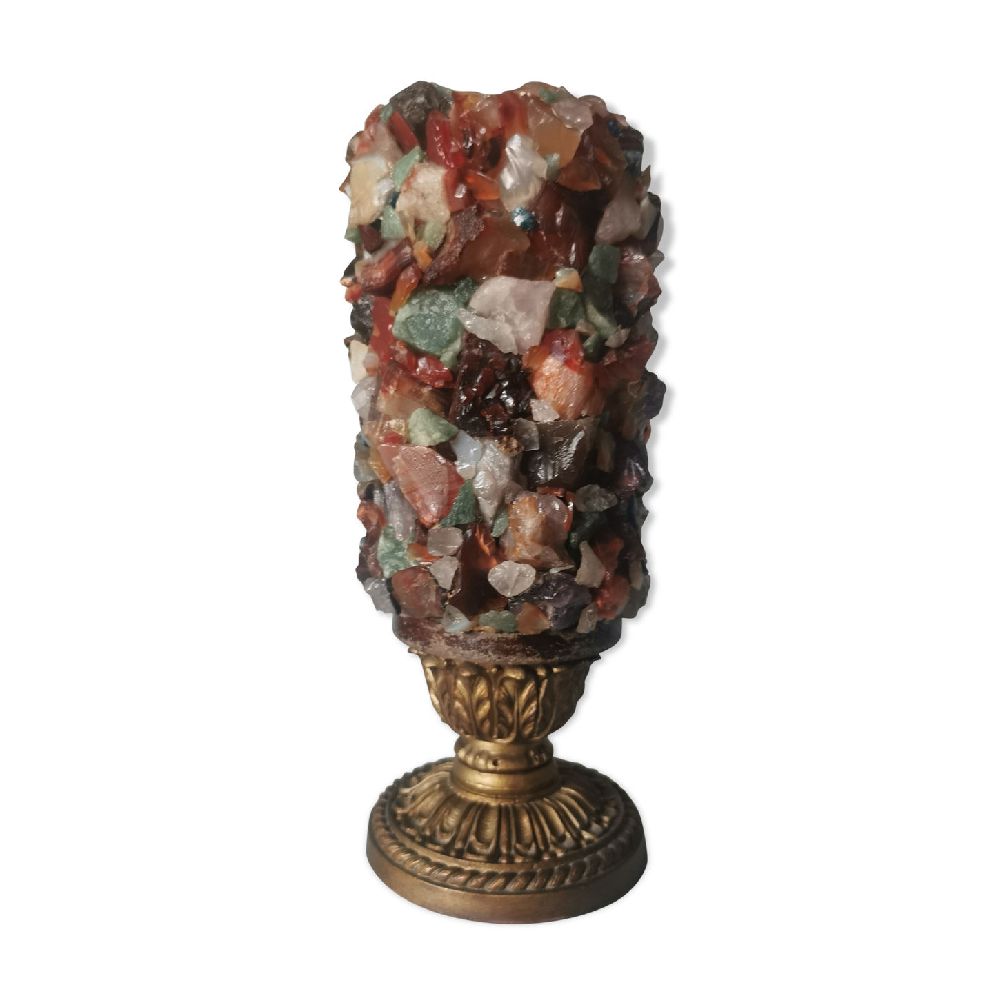 Table lamp gilded wood and stones