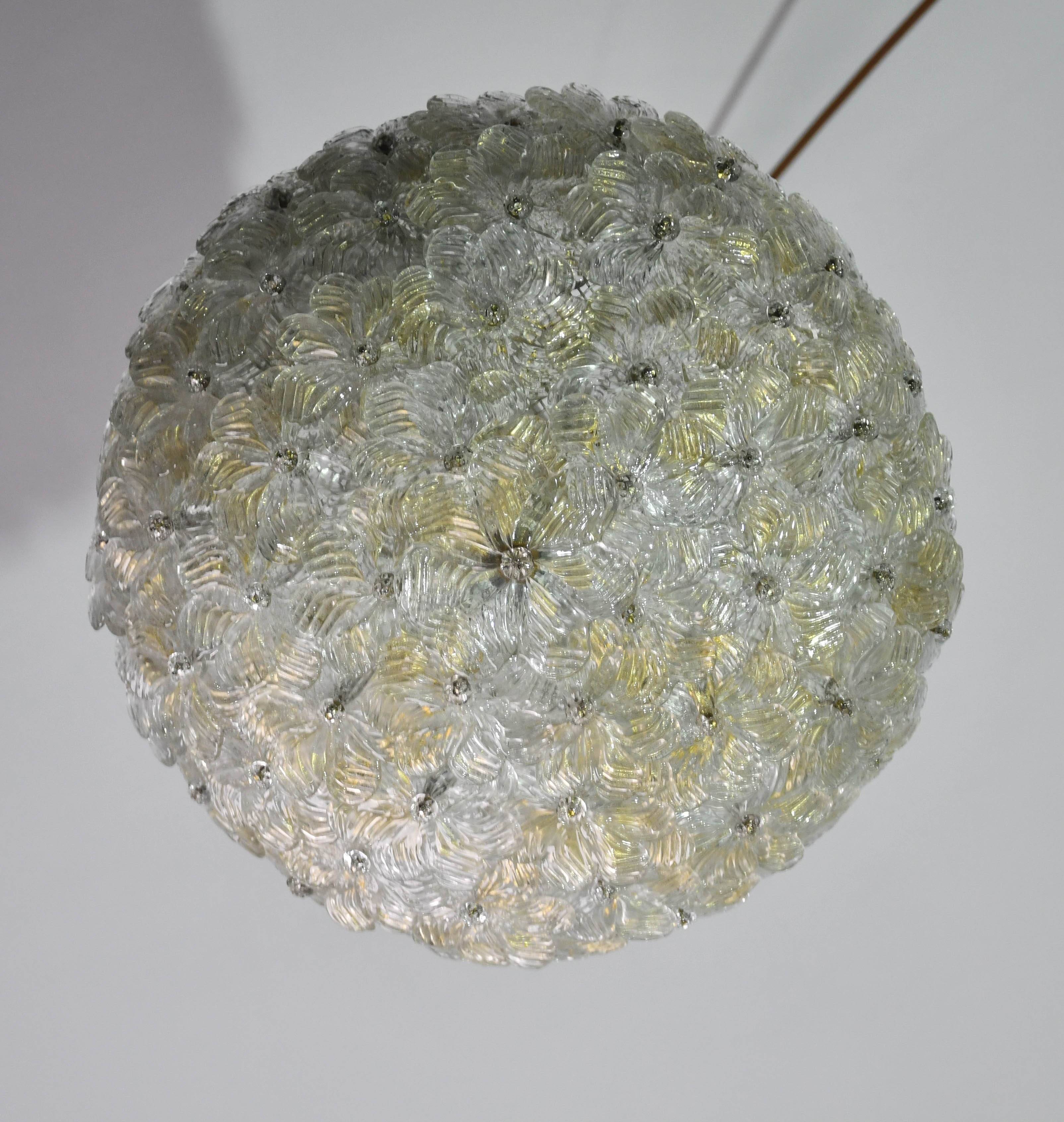 Murano Gold Ceiling Light Flower by Seguso for Venini, Italy, 1960s