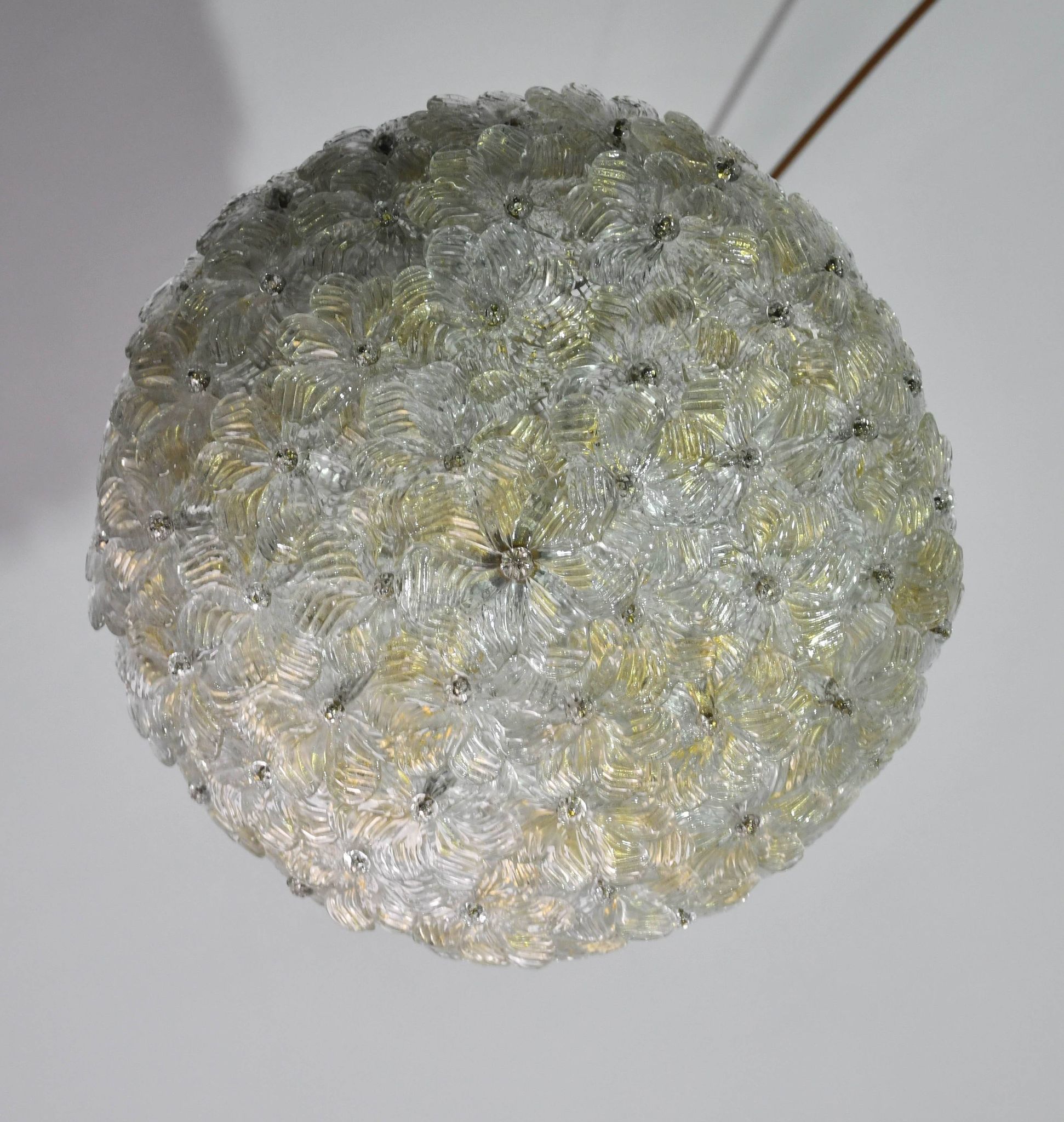 Murano Gold Ceiling Light Flower by Seguso for Venini, Italy, 1960s