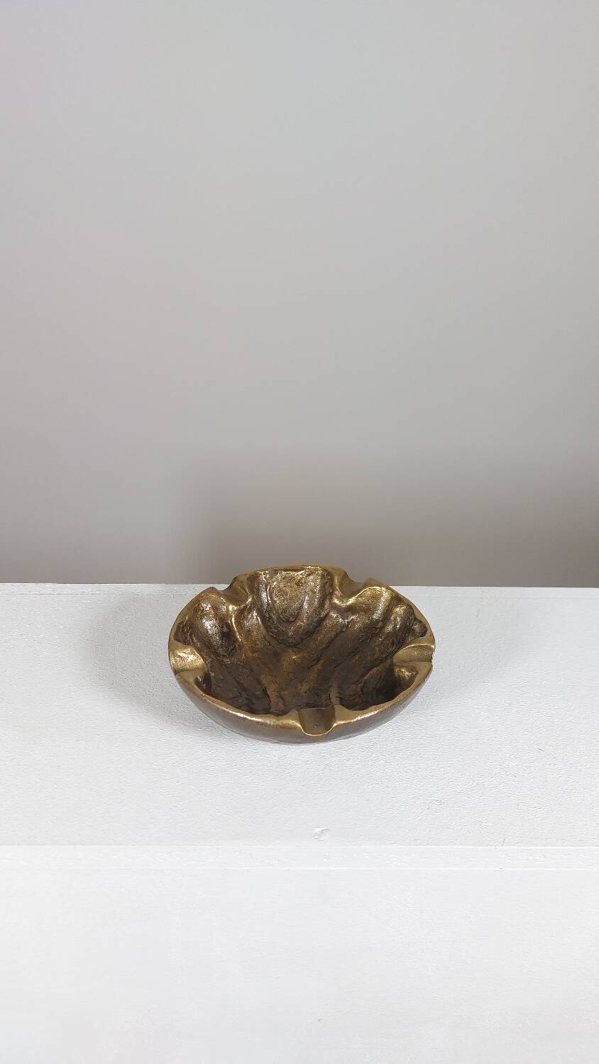 Vide-poches en laiton de style brutaliste vintage du milieu du siècle