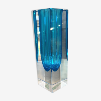 Vase poisson en verre bleu | Selency