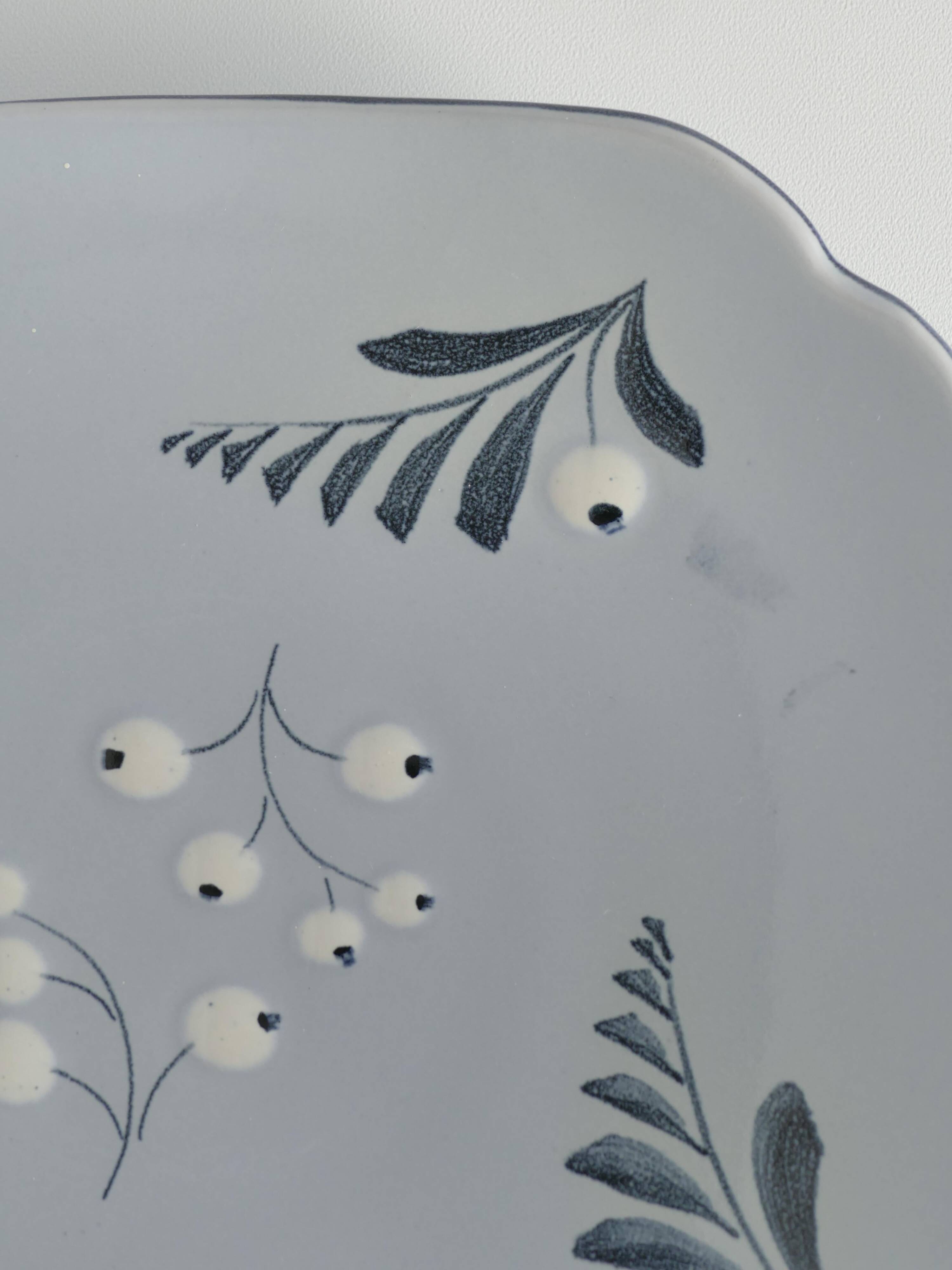Mid-Century Modern French Blue Plate by Eva Jancke-Björk for Bo Fajans, Sweden