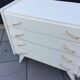 Commode pieds compas relookee blanc 1960 vintage
