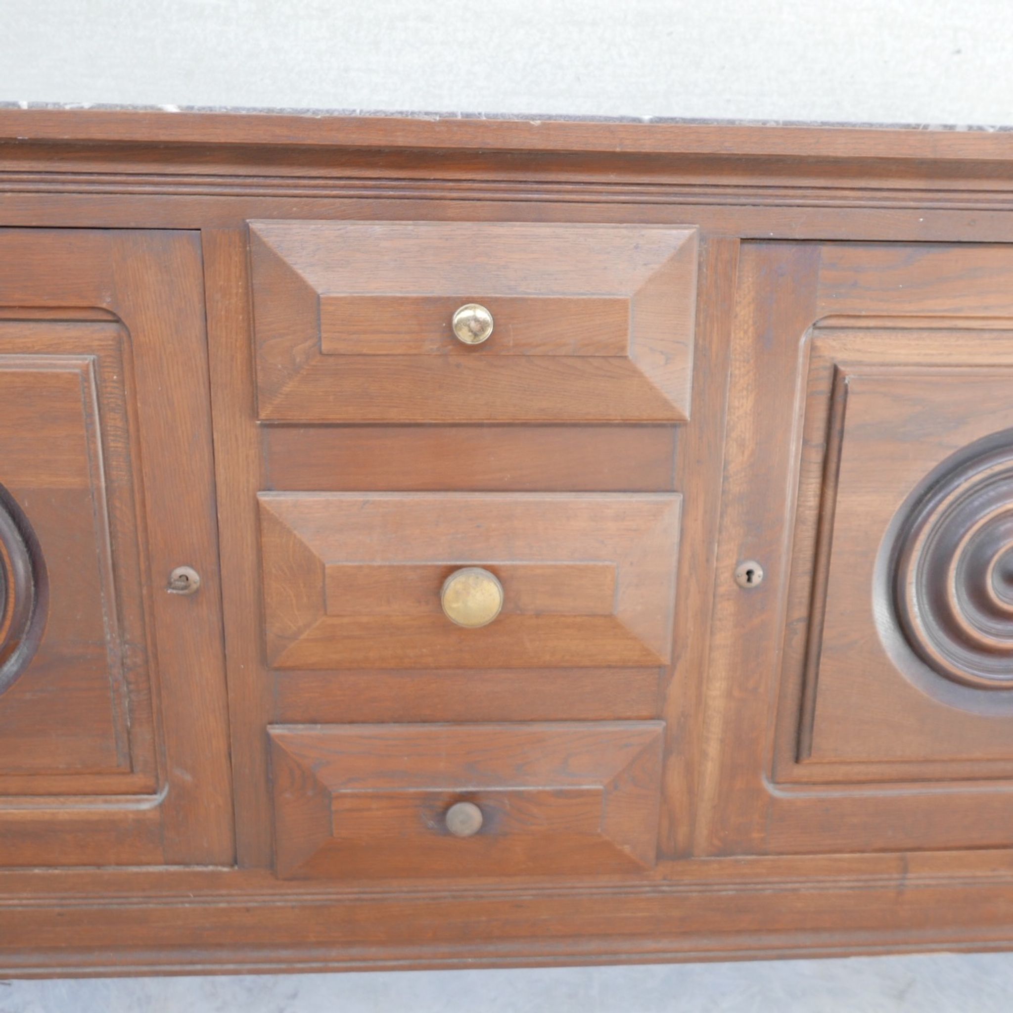Dudouyt Style French Art Deco Oak and Marble Sideboard