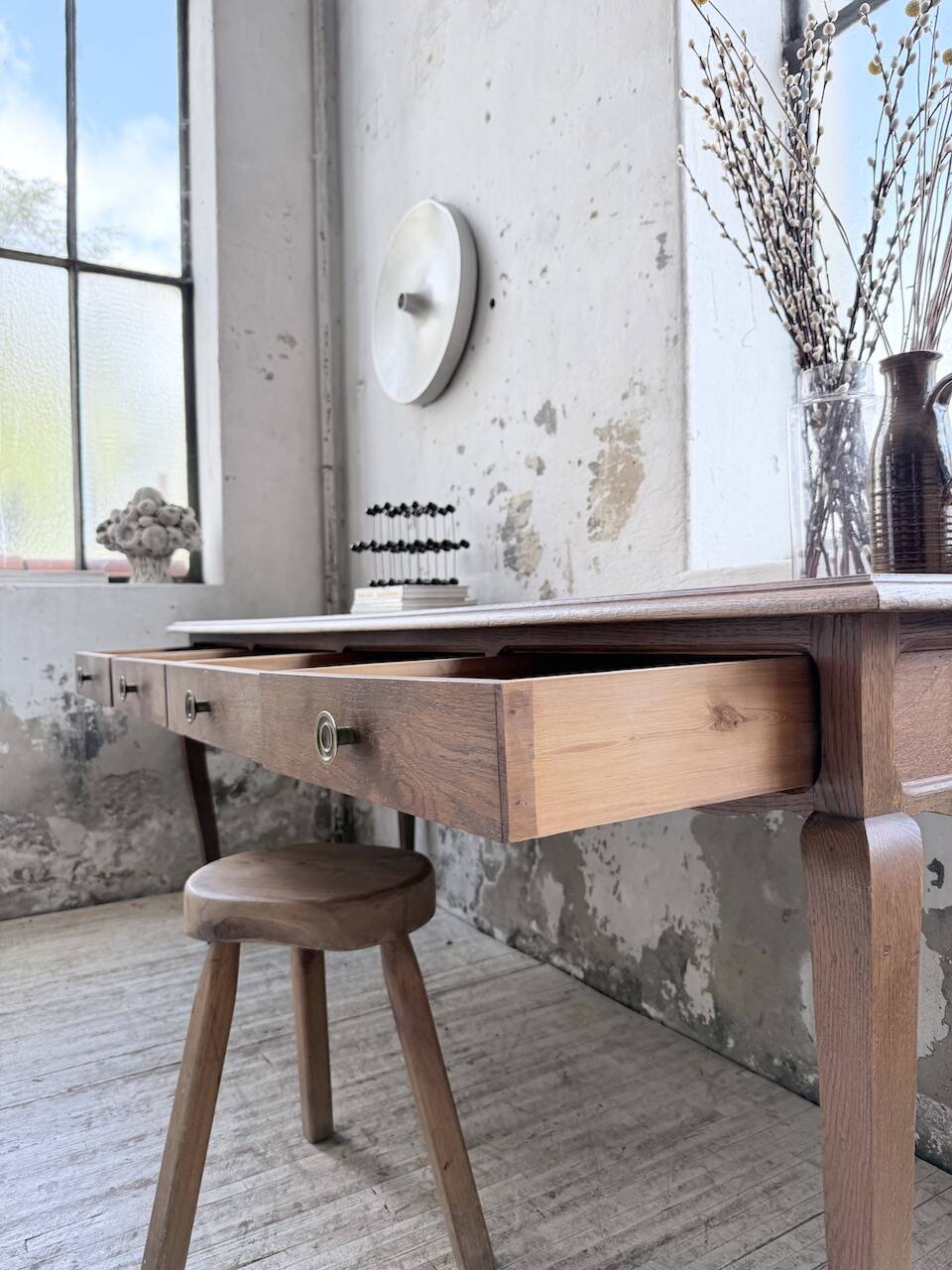 Console bureau en chêne 1960