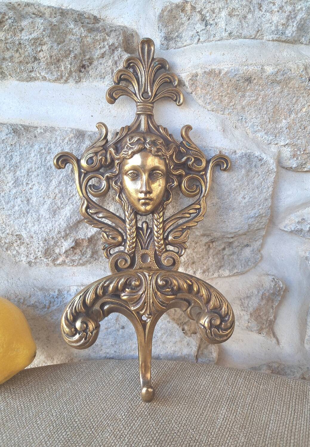 Antique brass coat hook