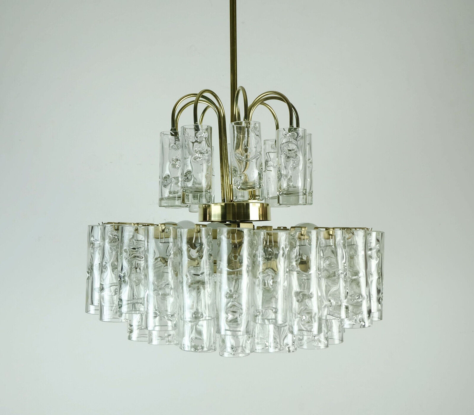 4-tier mid century chandelier with 62 glass tubes 60s