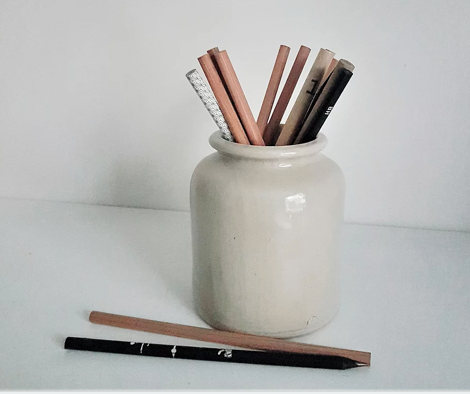 Old white mustard pot