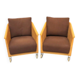 2 x woven rattan arm chairs "Mozart" by Antonio Citterio for Flexform 90's