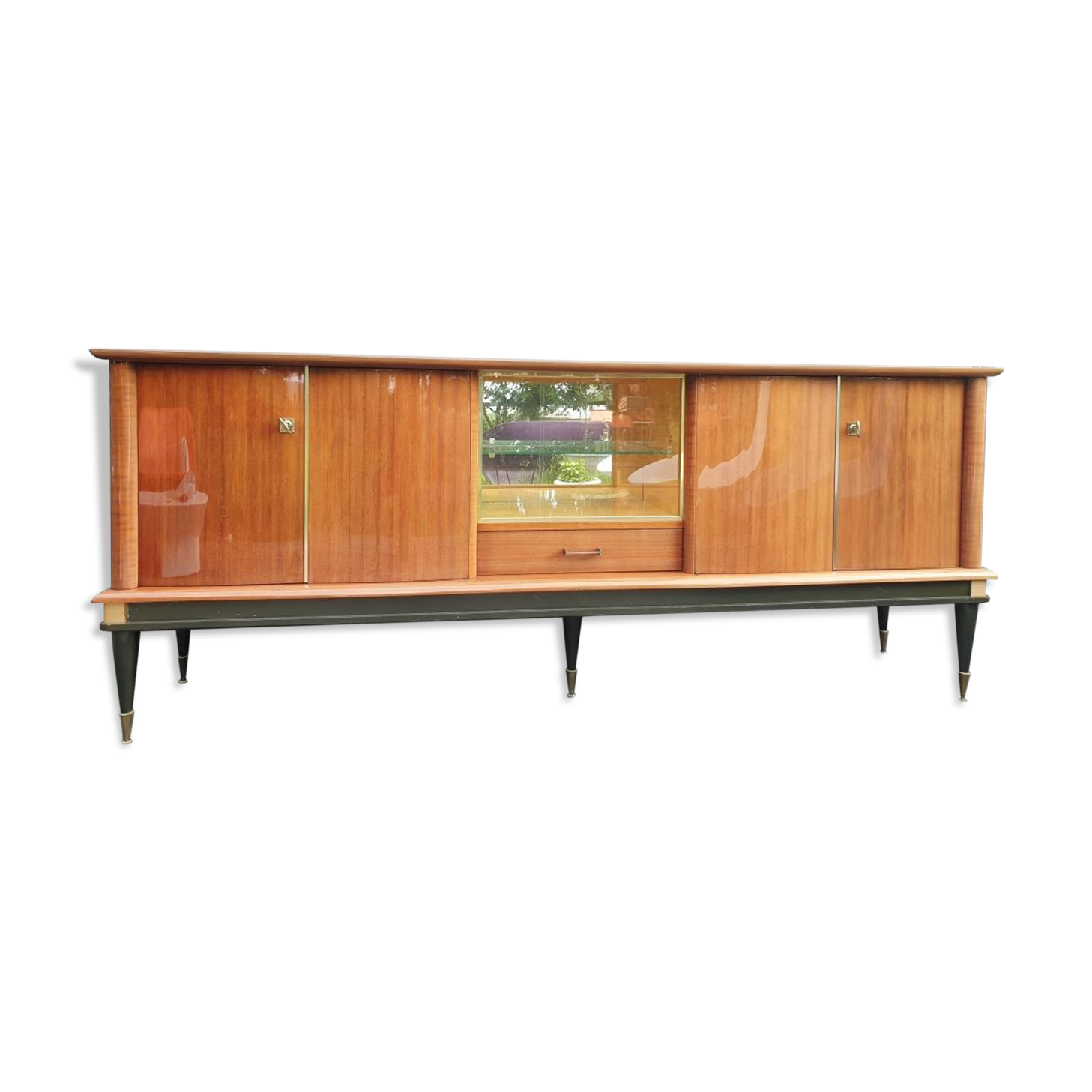Enfilade laque noire et teck Ameublement NF 1960