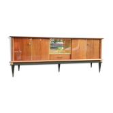 Enfilade laque noire et teck Ameublement NF 1960