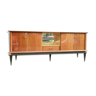 Black lacquered and teak wood sideboard Furniture NF 1960s