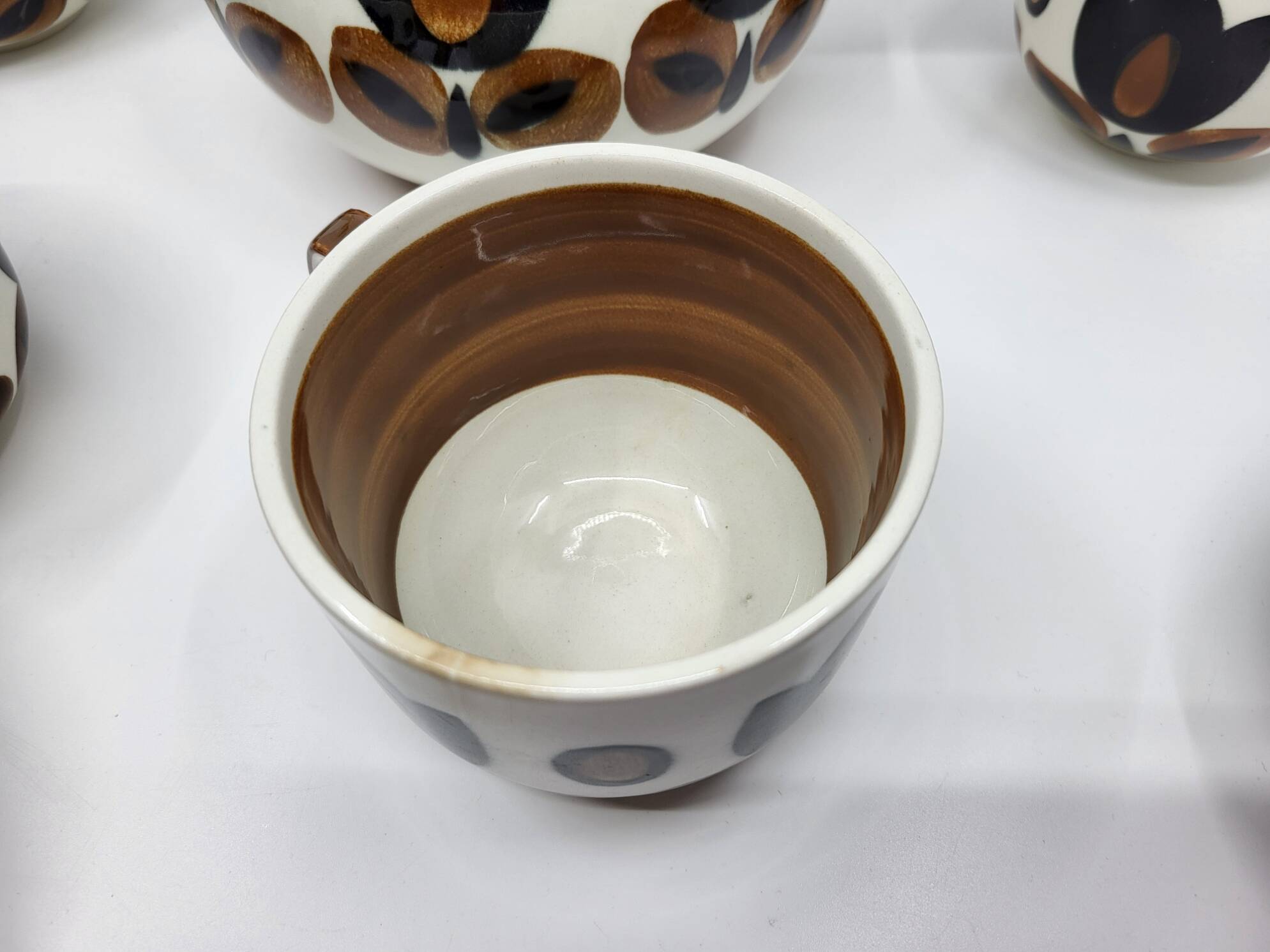 Boch la Louvière tea set, Kimono series, earthenware, Belgium 1970