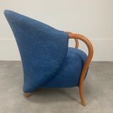 Fauteuil Cinna design 1980, bleu pop