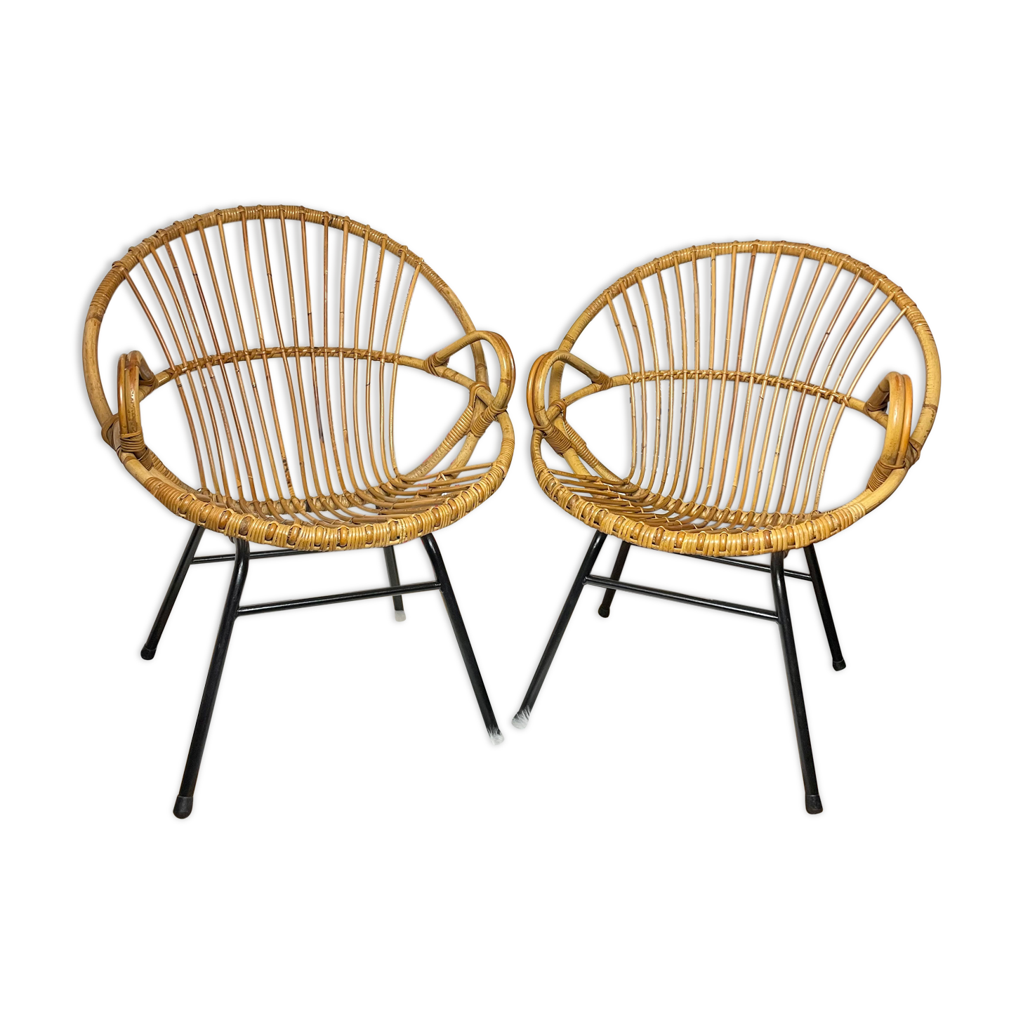 Pair of armchairs basket