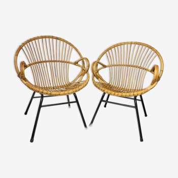 Pair of armchairs basket