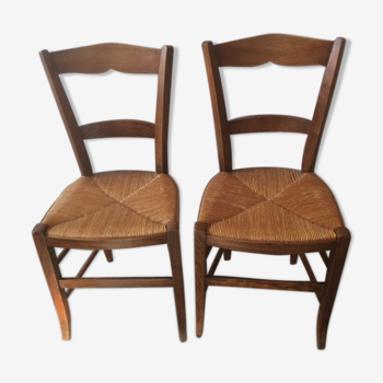 Pair of wooden farm chairs