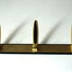 Rockabilly wall mounted metal  and brass coat rack with 3 hooks, vintage from the 1950s