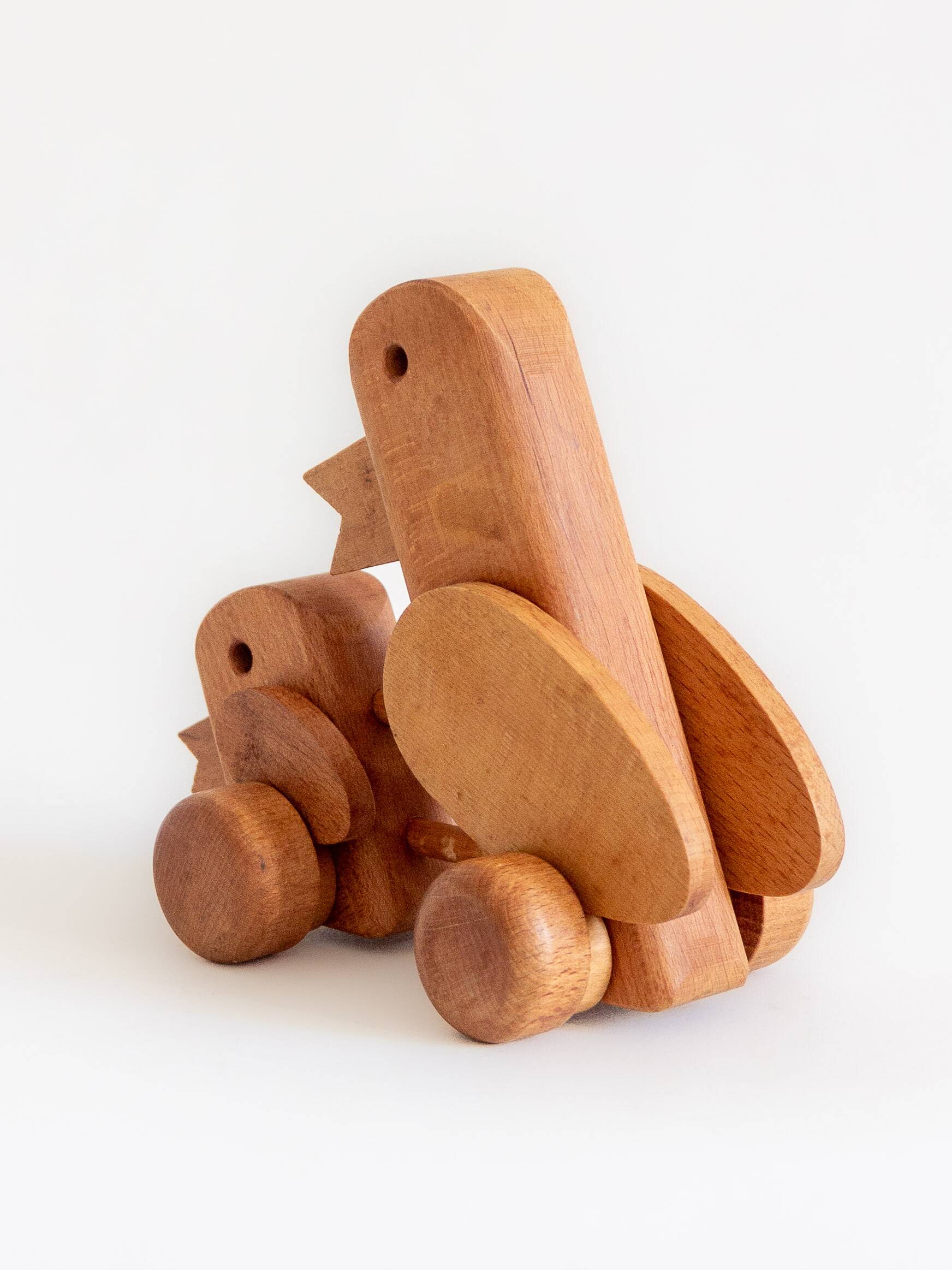 Wooden toy with wheels, Czechoslovakia, 1970s