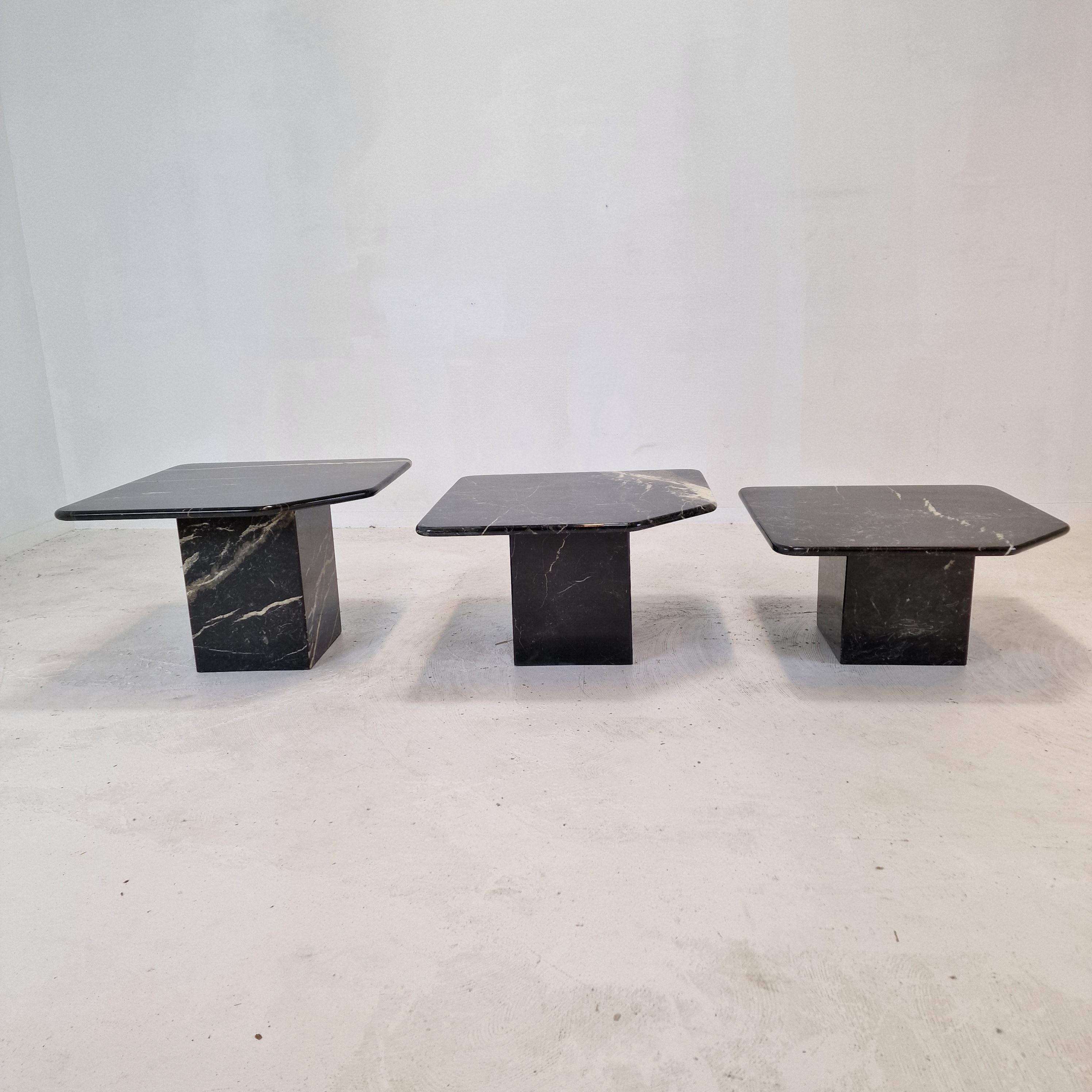 Set of 3 Italian Marble Coffee or Side Tables, 1970s