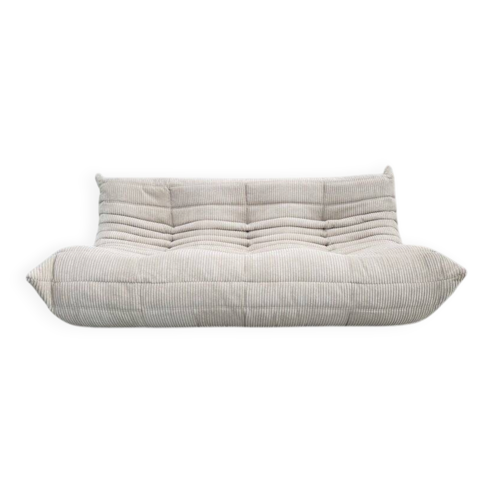 Togo sofa in beige corduroy attributed to Michel Ducaroy for Ligne Roset