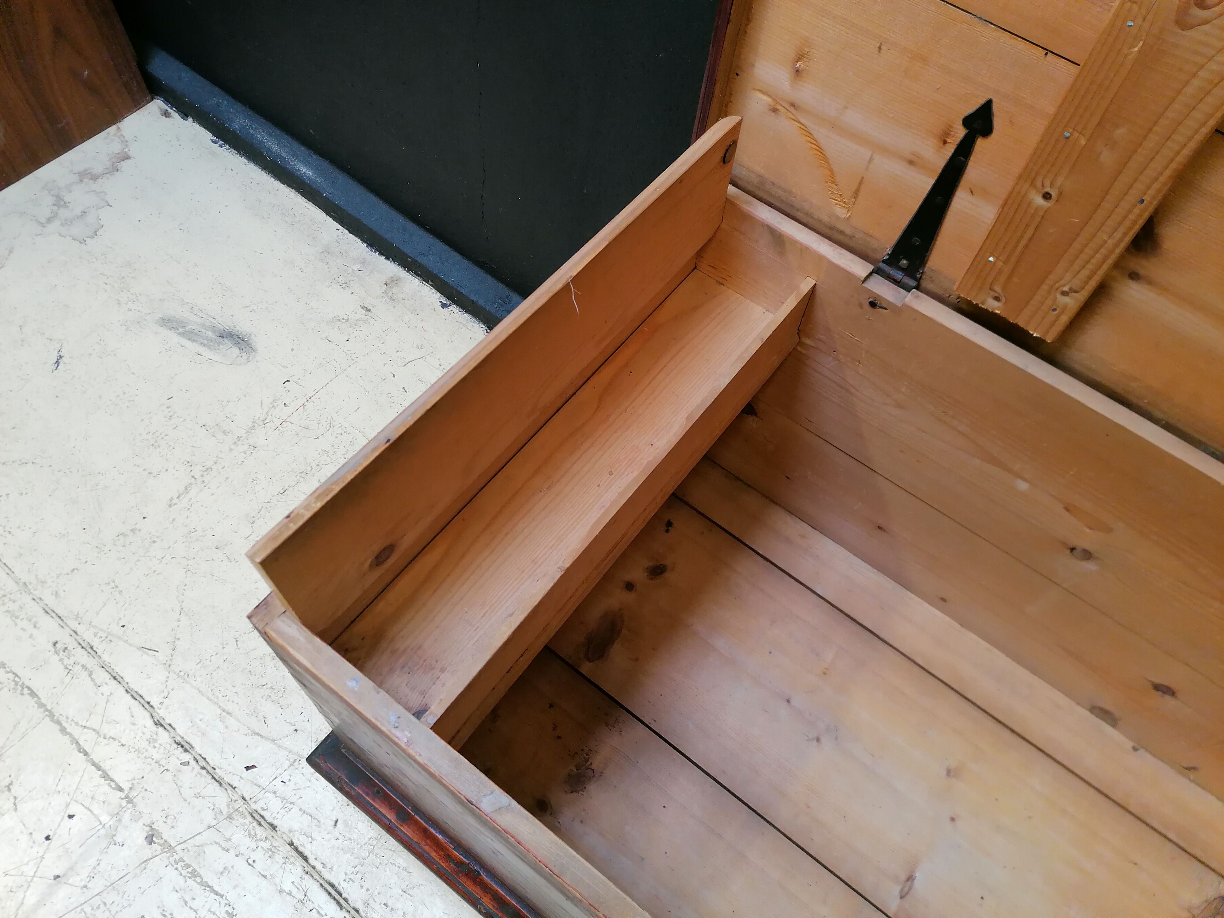 Large vintage chest old wooden trunk