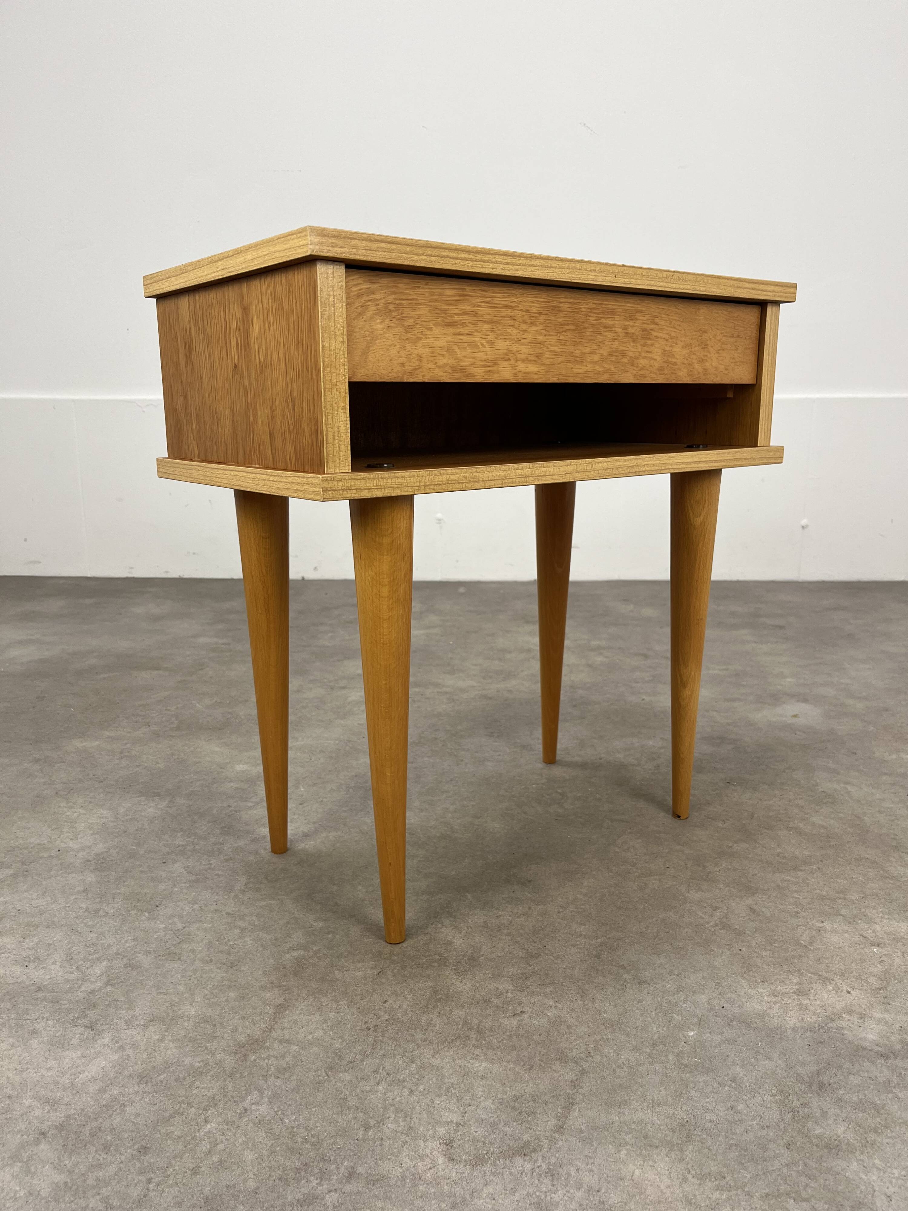 Vintage blond wood bedside table, 1960s