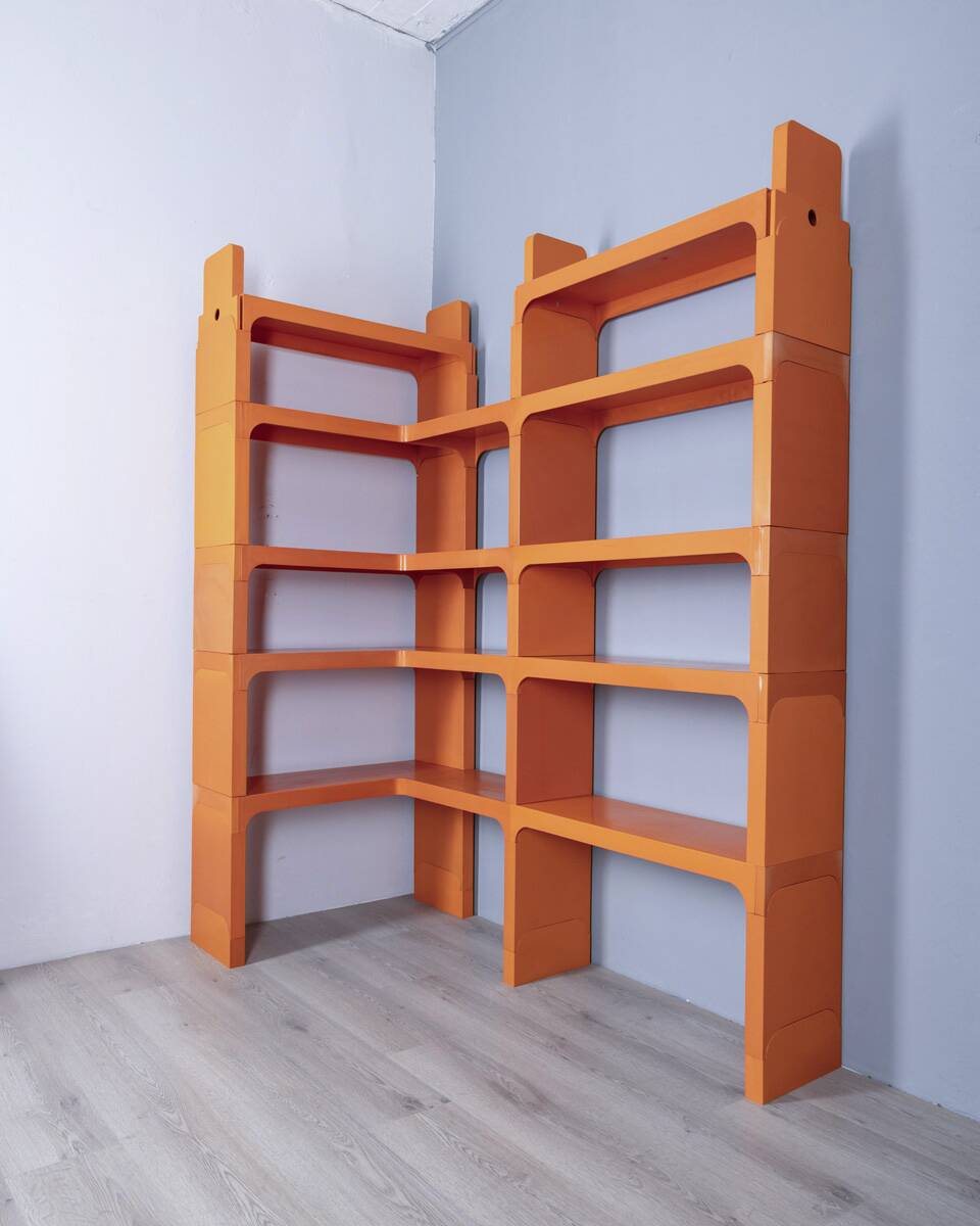 Vintage 1970s plastic corner bookcase designed by Olaf Von Bohr for Kartell