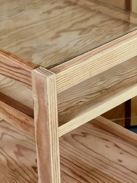 Natural wood rolling trolley