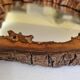 Vintage mirror with live edges in burl wood, signed, 1970s, 36 cm