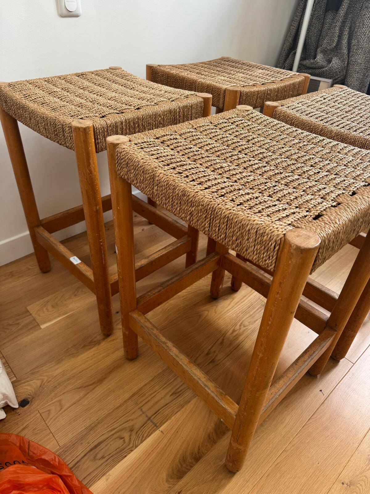 Wood and rope stools