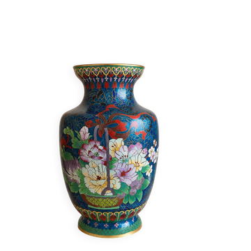 Vase asiatique en laiton cloisonné