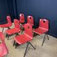 Set of 12 Galvanitas S30 raspberry red and grey steel chairs from the 70s