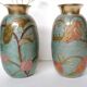 Pair of enamelled brass vases