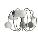 Space Age chrome-plated stylish pendant ceiling lamp, 1970s