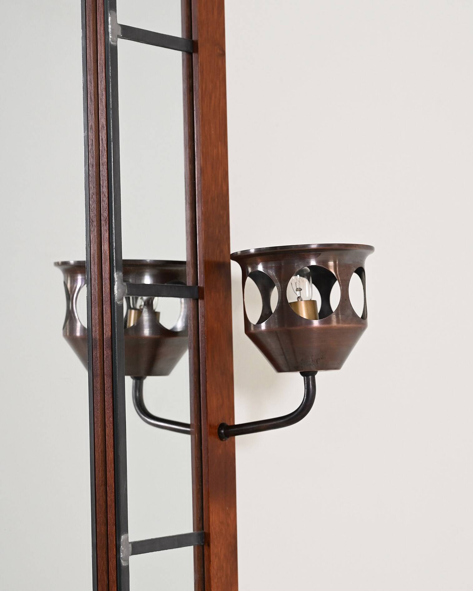 Illuminated oak mirror by AB Glas & Trä Hovmantorp, 1950s-1960s