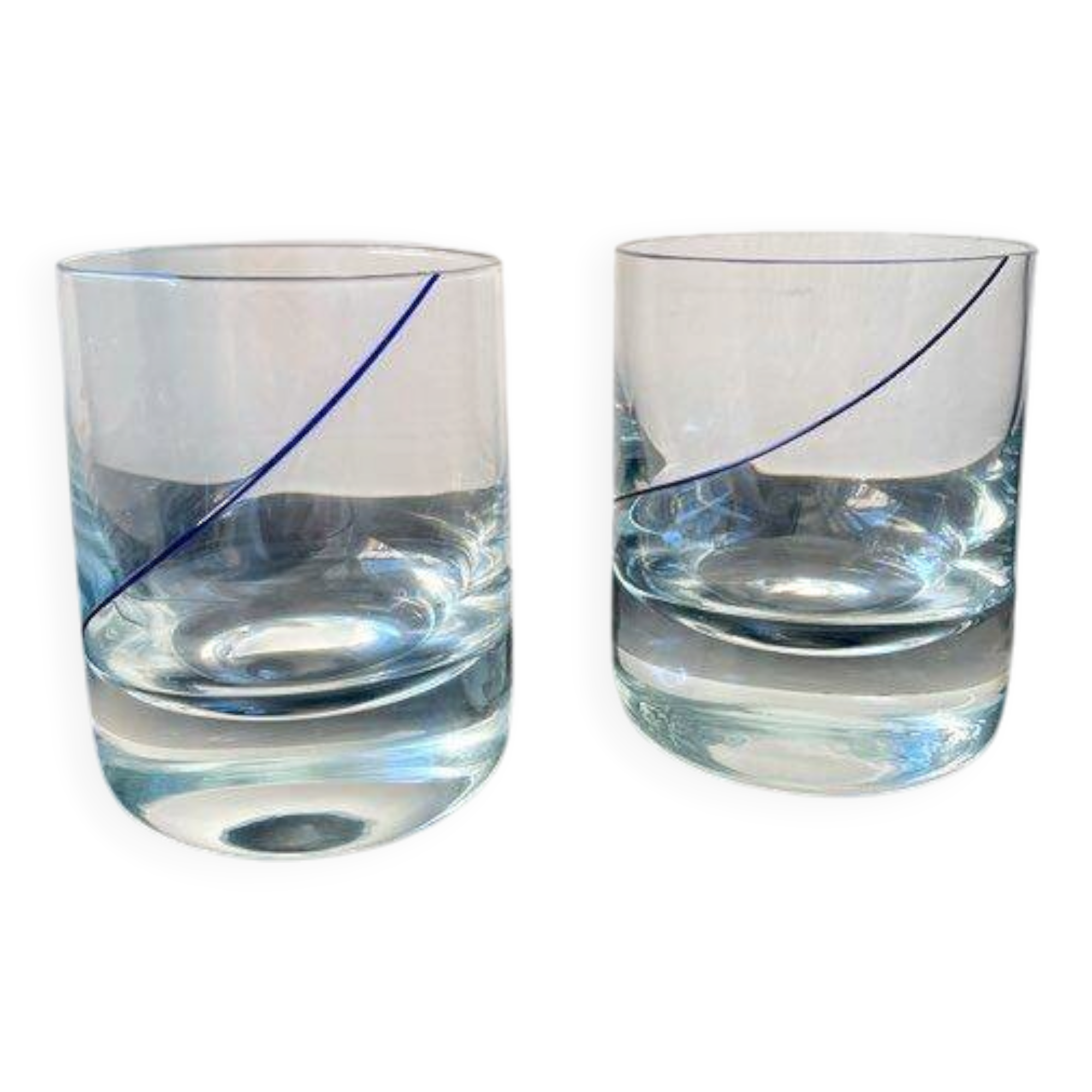 Krosno 10 cm blue rimmed crystal glasses