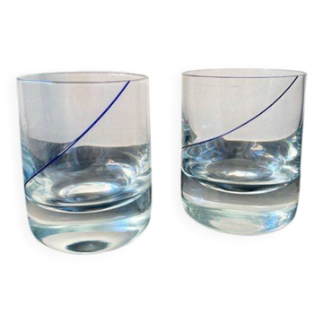 Verres en cristal 10 cm filet bleu Krosno