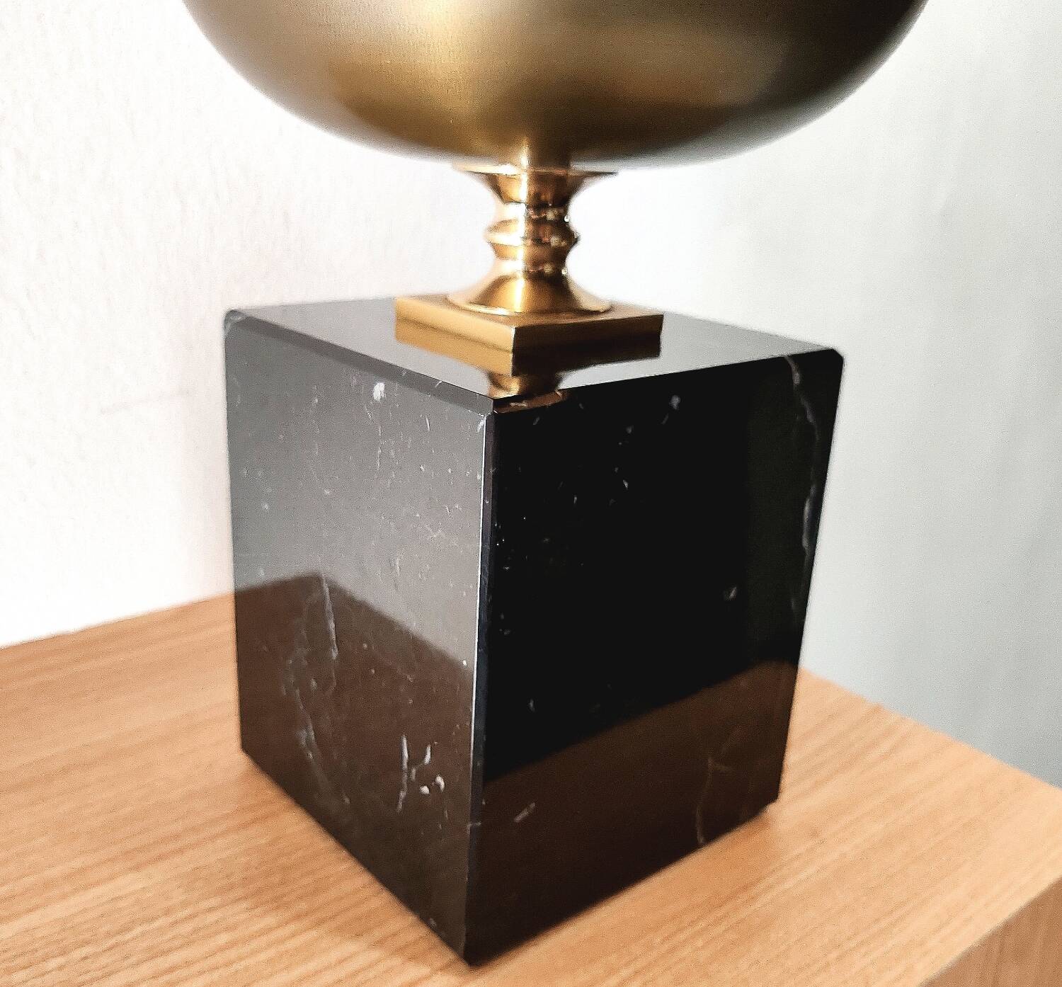 Large Regency black marble barber lamp