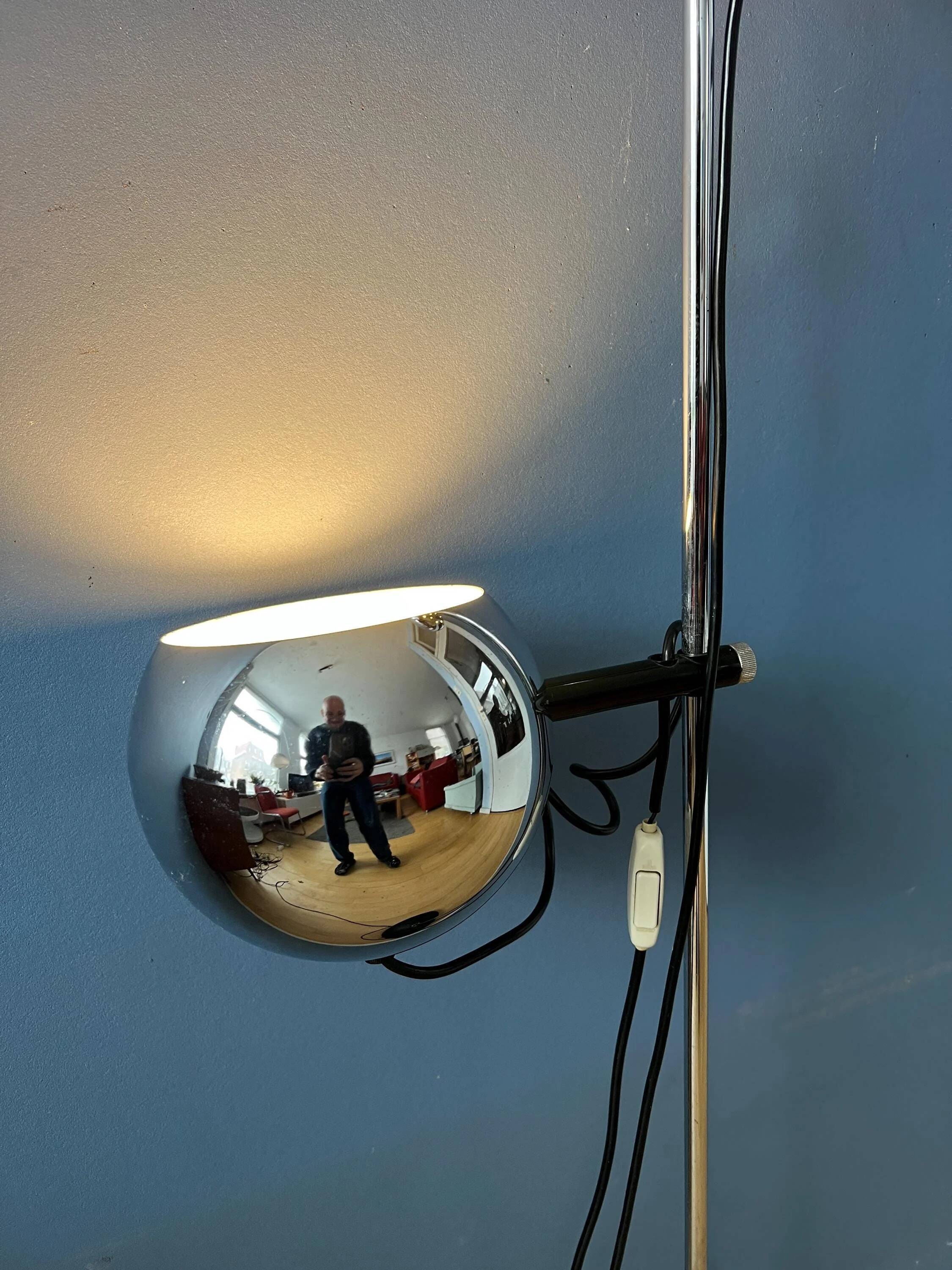 Chrome ball floor lamp Herda Mid-Century 1970s