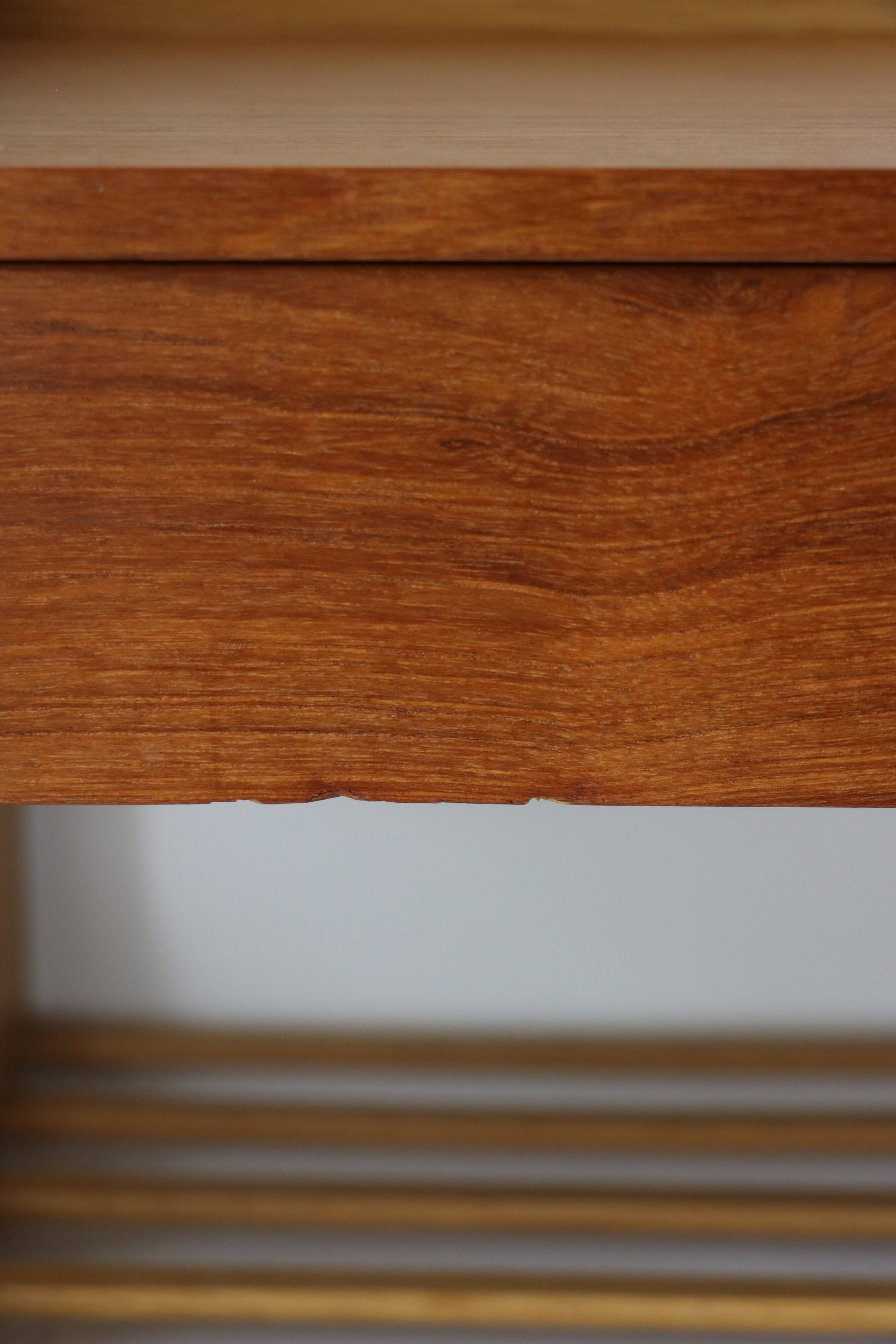 Scandinavian bedside table or wall console, oak and teak 1960