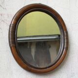 Miroir en bambou ovale, 60's.