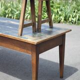 Farmhouse table and its 2 benches, living room table, wooden table with pair of wooden benches