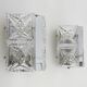 Pair of modernist 1970s glass and chrome metal wall sconces