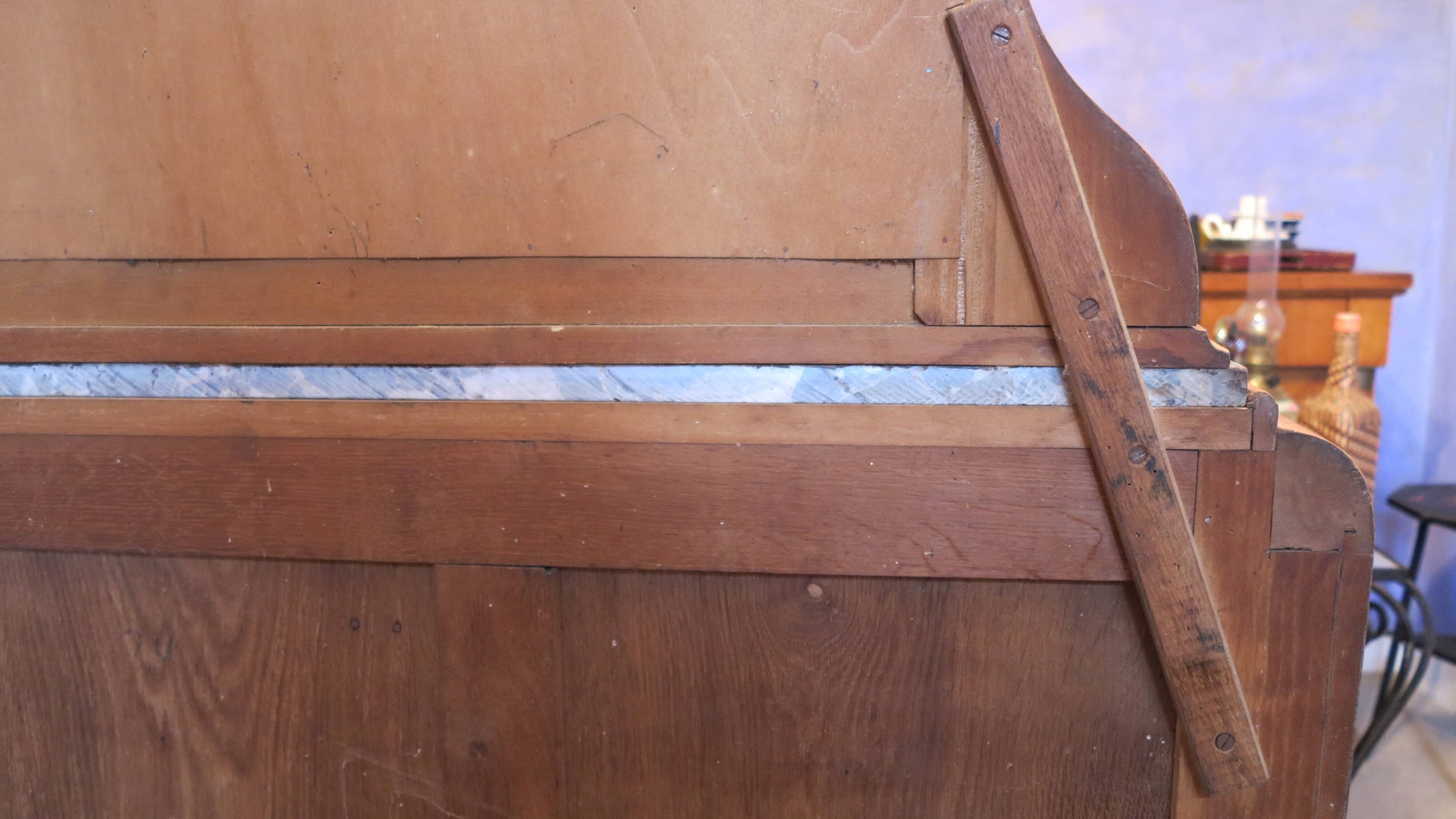 1925 sideboard with two doors, two drawers and beveled mirror, marble top
