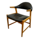 Fauteuil danois en chêne et cuir noir