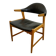 Fauteuil danois en chêne et cuir noir