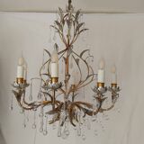 Holywood Regency 70's 8-light chandelier
