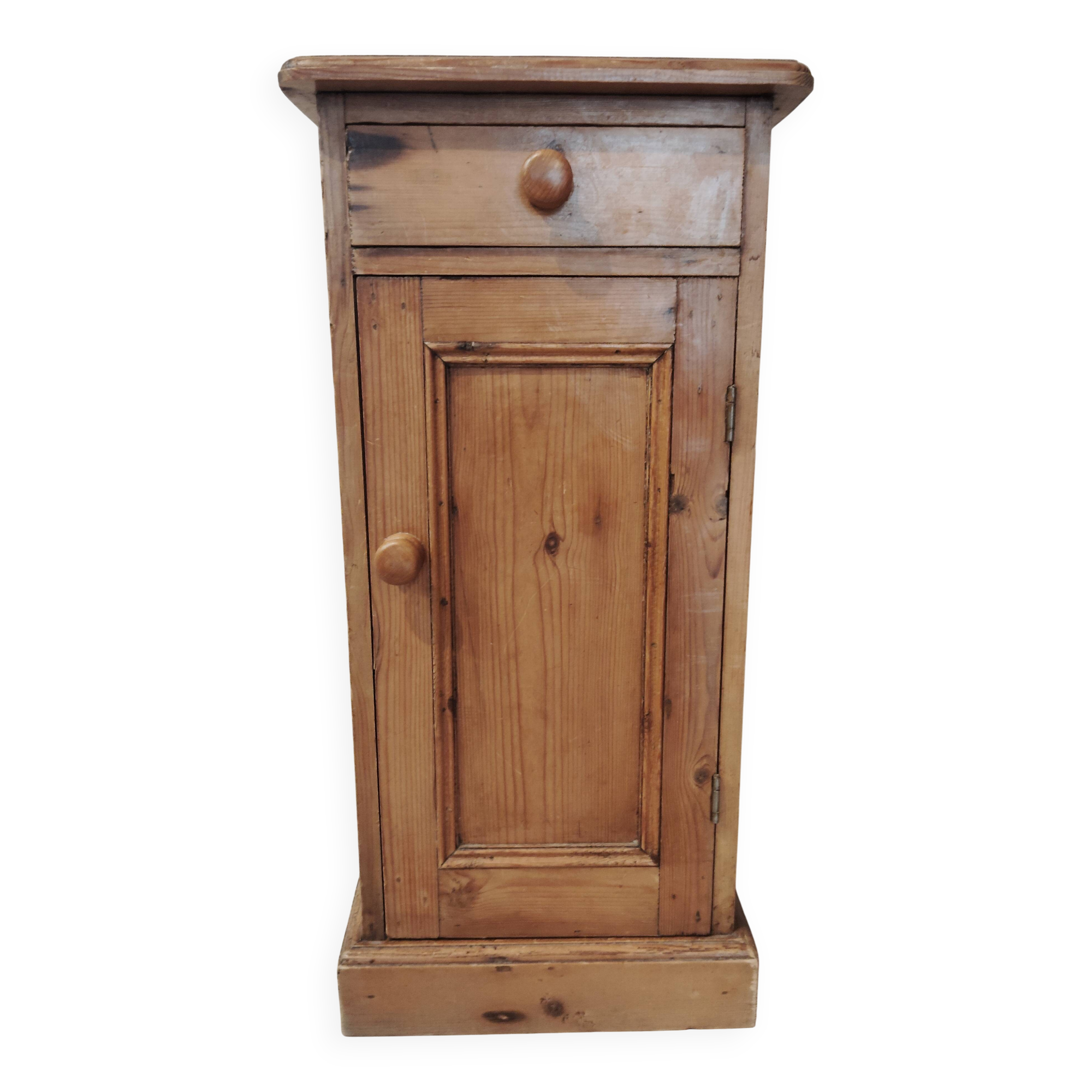 Old bedside table in old pine